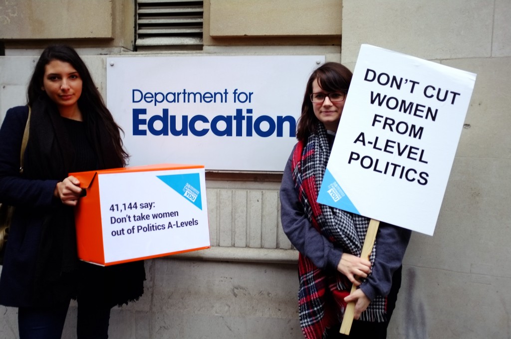 38 Degrees Women in A-level politics hand in