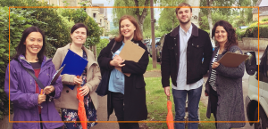 38 Degrees canvassers smile during a break