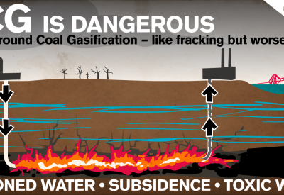 Graphic showing coal burning beneath the ground.