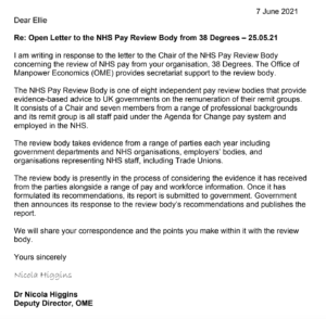 Email response from the OME