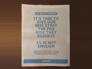 38 Degrees Ad in The Times newspaper