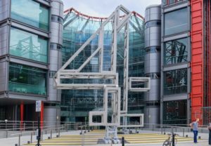 A large number 4 outside of the London head office of Channel 4