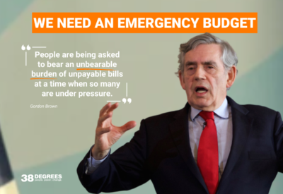 An image of Gordon Brown, a white man with grey hair in a black suit, next to a quote