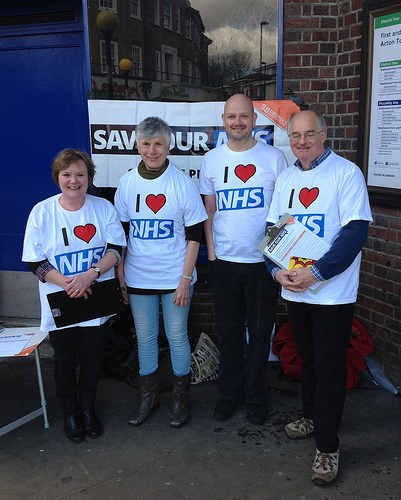 Photo of 38 Degrees members loving the NHS