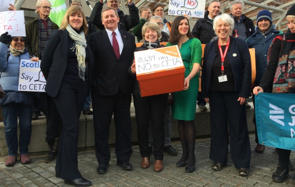 MSPs meet 38 Degrees members handing in a petition on CETA