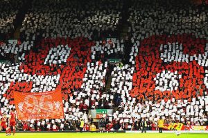Liverpool fans honouring the 96 Victims of the Hillsborough disaster