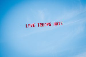 **** FREE FIRST USE. DO NOT ALTER IPTC DATA **** IN PIC................. ÔLove trumps hateÕ: A message to Donald Trump carried by a plane crowdfunded by 38 Degrees members. Plane had to carry message well to the north of Turnberry because of no-fly zone. (c) Wullie Marr/38 degrees For pic details, contact Wullie Marr........... 07989359845