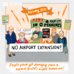 People in Bristol protest the airport expansion illustration
