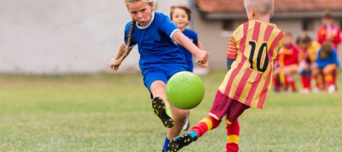 Kids,Soccer,Football,-,Young,Little,Girl,Is,Shooting,Ball