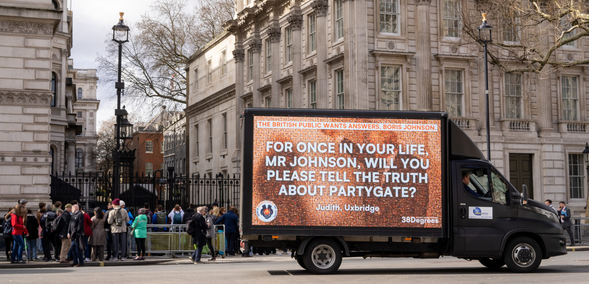 An advertising van outside 10 down